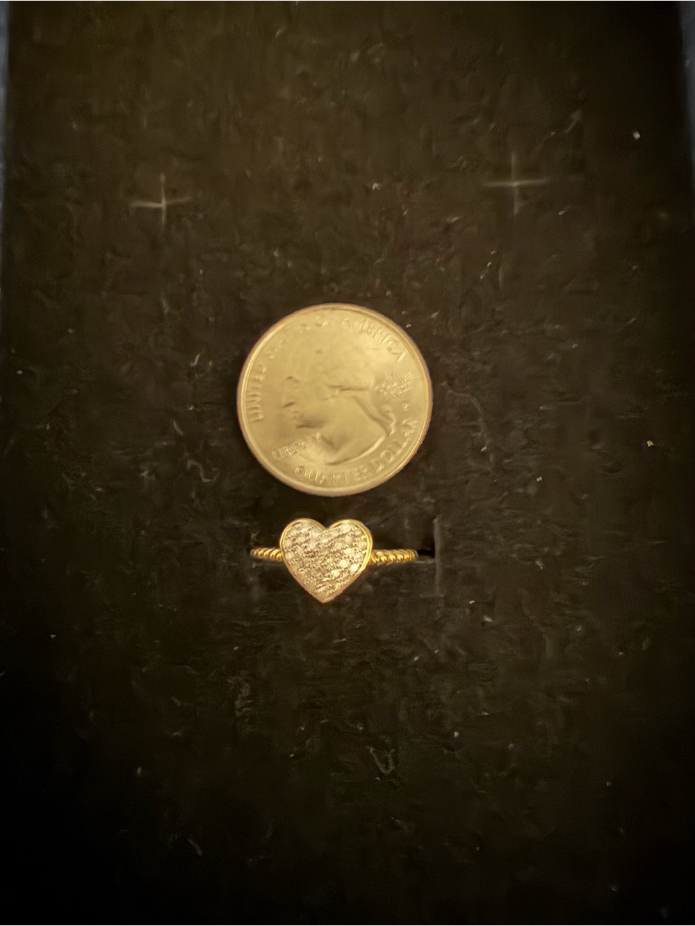 Gold tone Heart Bling Ring - Elegant Women's Jewelry